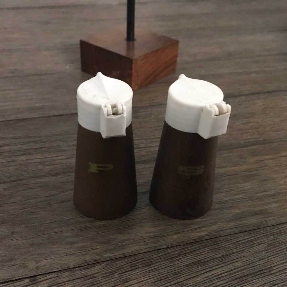 Vintage wood and plastic salt & pepper shaker